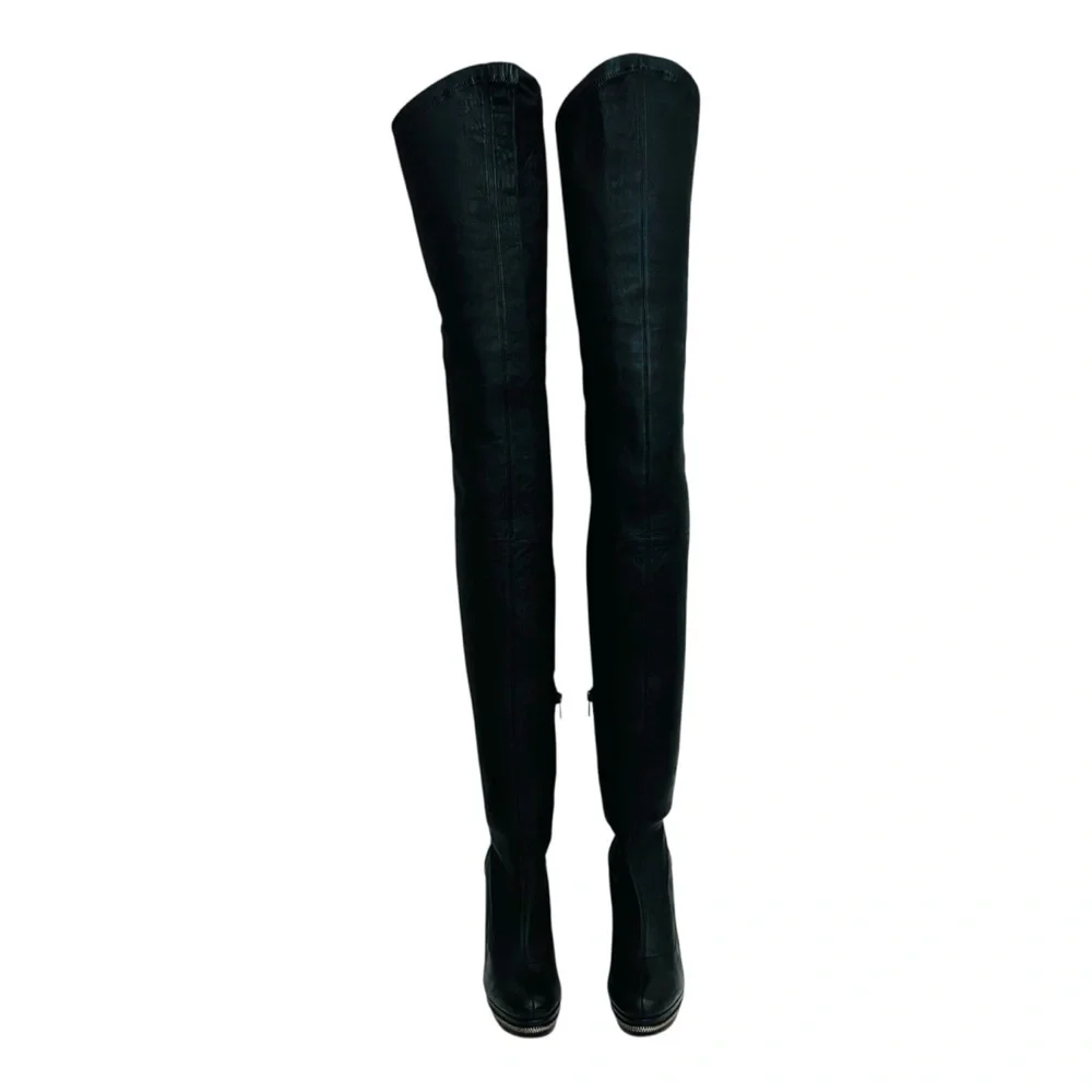 Christian Louboutin Unique 140 OTK Black Leather Boots EU 37 Nappa Leather
